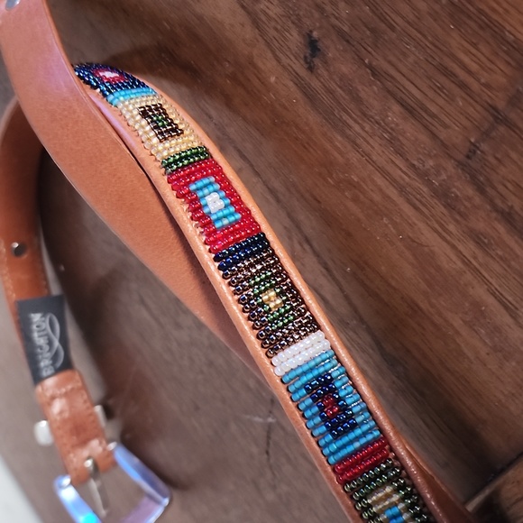 Brighton vintage tan leather beaded belt M 32 - Picture 4 of 5